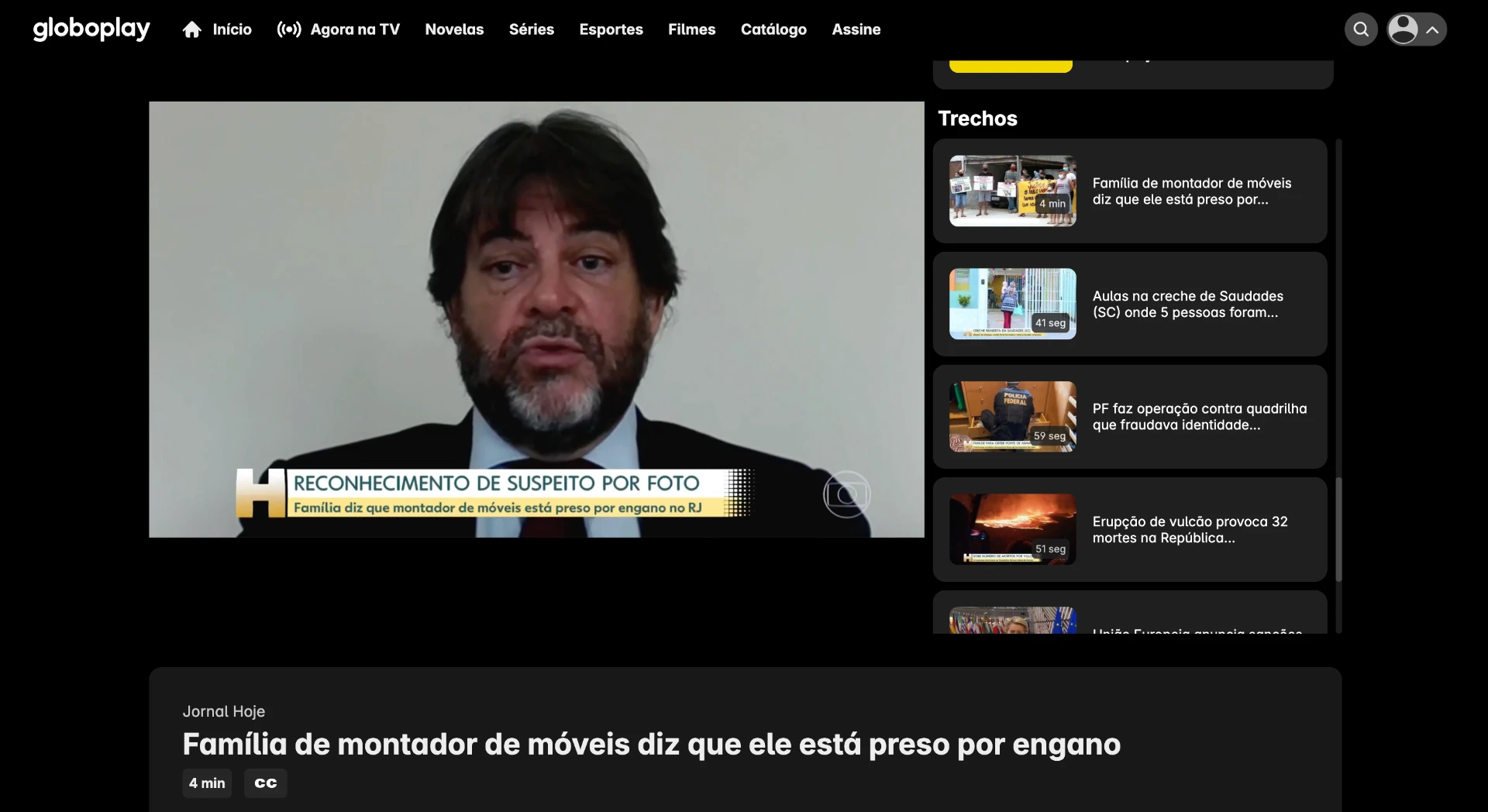 Participação no Jornal Hoje pelo Globoplay